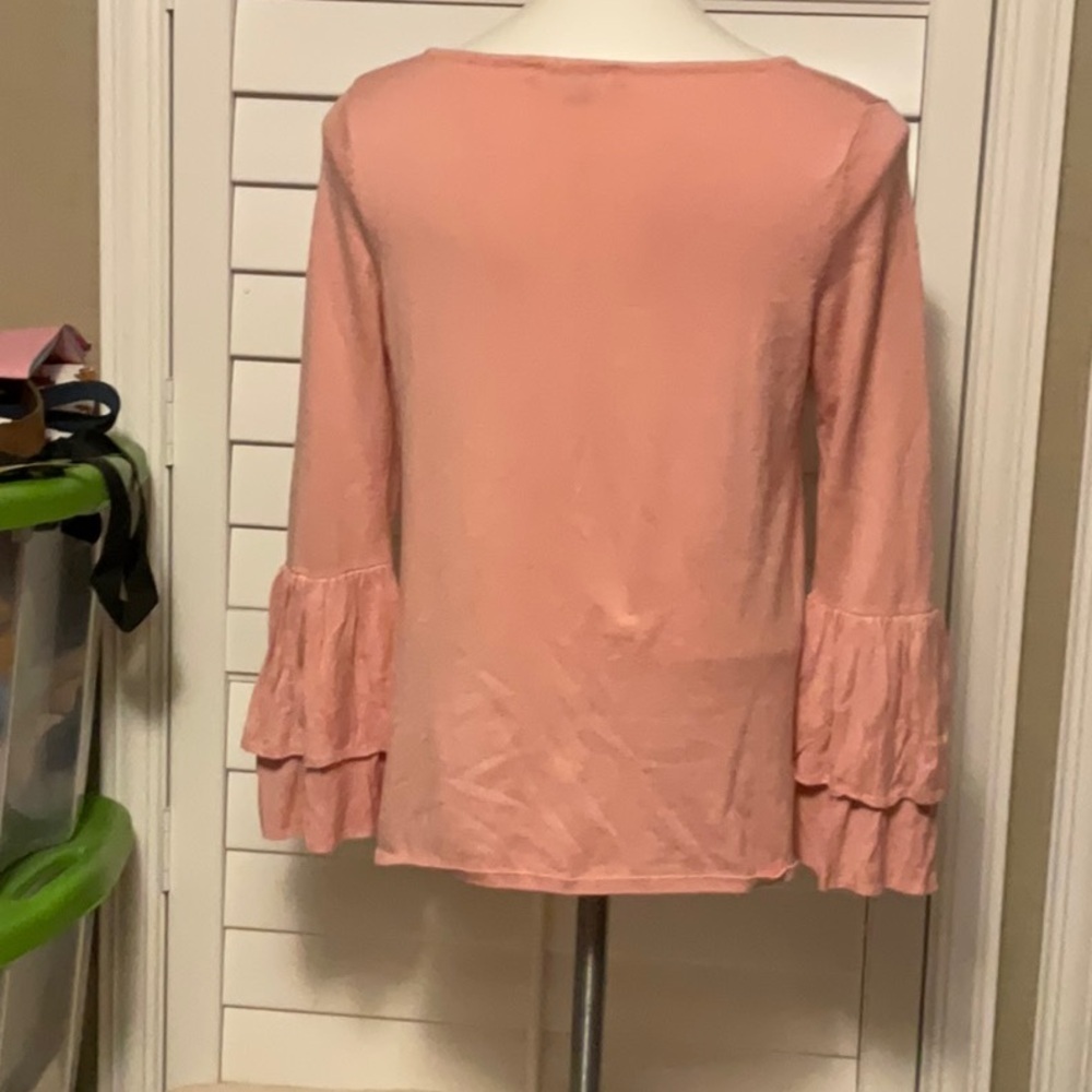 Pink Ruffled Bell Sleeve Blouse - Picture 3 of 7